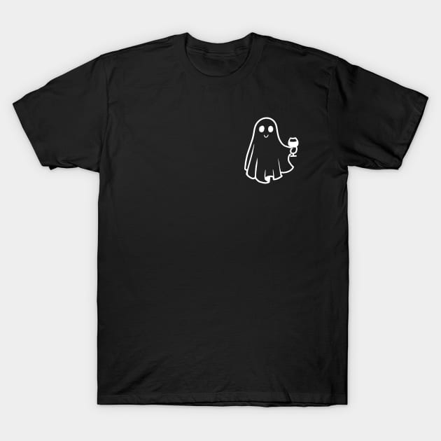 Ghost Drinking Wine T-Shirt by Coffee And